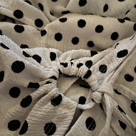 Zara Polka Dot Front Tie Blouse M – V-Neck Cropped Summer Top - Picture 10 of 13